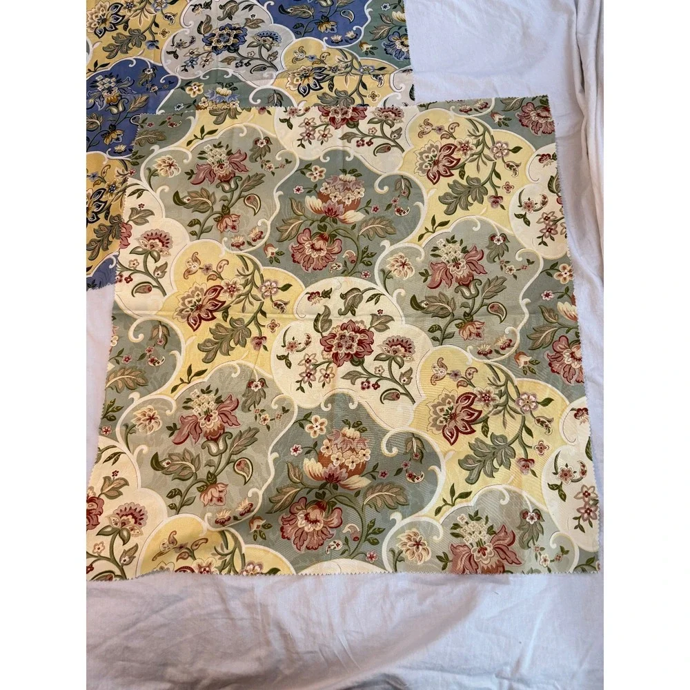 Lot of 2 floral brocade gold tone print design fabrics 24
